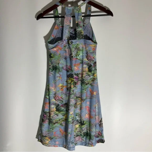Prana Cantine Dress Blue Graceful Stretch Halter Double Strap back Round Neck XS - Picture 10 of 16
